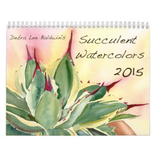 Calendrier Mural Aquarelles succulentes 2015 par Debra Lee Baldwin