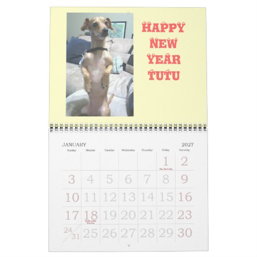 Calendrier Mural Arachide la Chiweenie (Jan 2027)