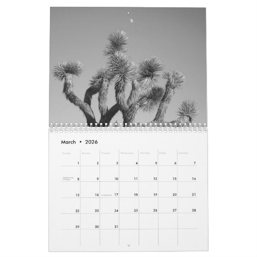 Calendrier Mural Arbre de Joshua 2018 par Julia Hanna (Mar 2026)