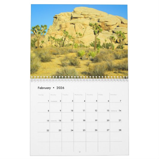 Calendrier Mural Arbre de Joshua 2018 par Julia Hanna (Feb 2026)