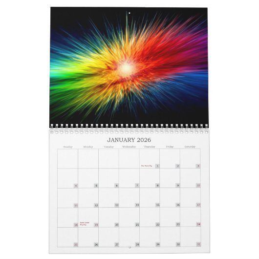 Calendrier Mural Arrière - plan d'arc-en-ciel de l'espace (Jan 2026)