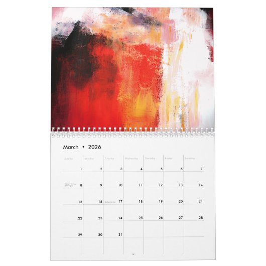 Calendrier Mural Art Abstrait Création Art moderne (Mar 2026)