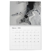Calendrier Mural Art abstrait fluide noir et blanc (Feb 2026)