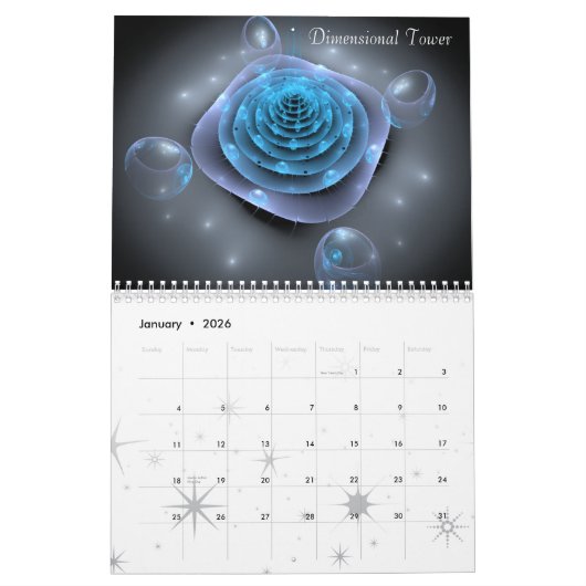 Calendrier Mural Art de fractale par Rebecca Poole (Jan 2026)