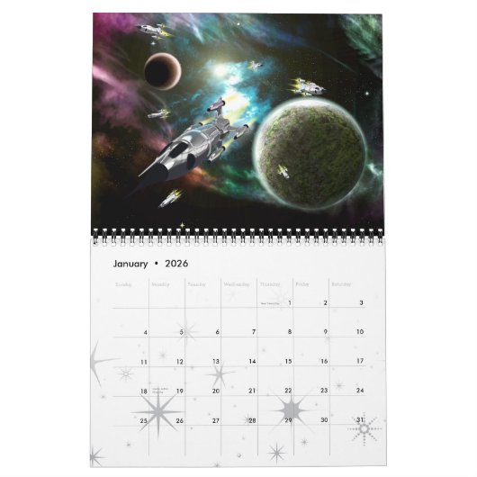 Calendrier Mural Art de l'espace (Jan 2026)