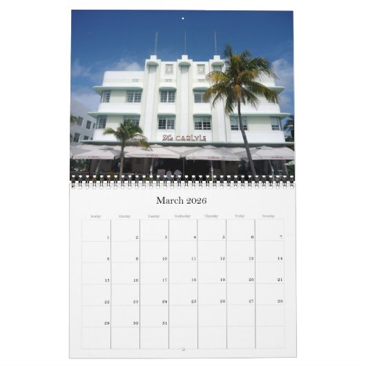 Calendrier Mural art déco miami 2026 (Mar 2026)