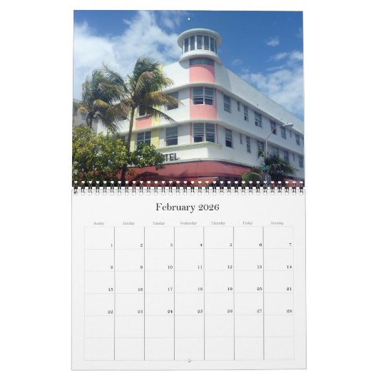 Calendrier Mural art déco miami 2026 (Feb 2026)