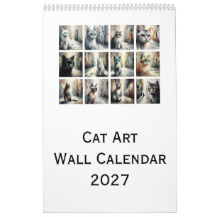 Calendrier mural artistique de chats 2027