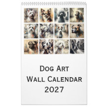 Calendrier mural artistique de chiens 2027, Portra