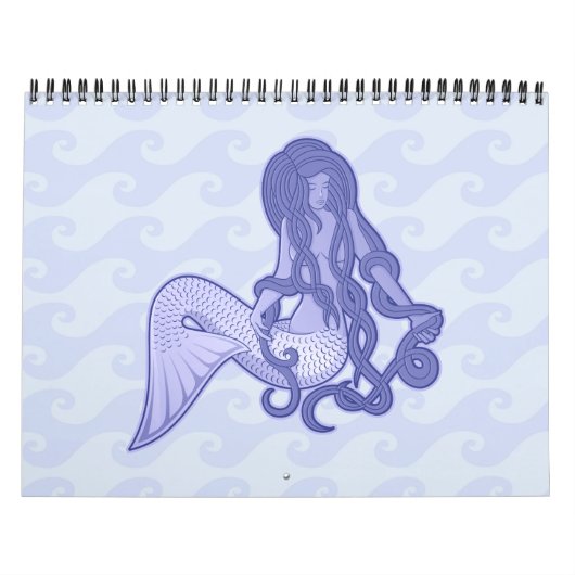 Calendrier Mural Assis Mermaid bleu (Protection)