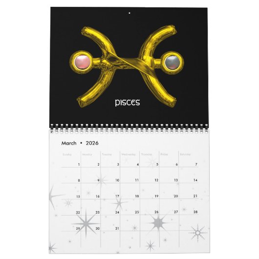 Calendrier Mural ASTRAL LABYRINTH GOLD ZODIAC CHART Astrologie (Mar 2026)