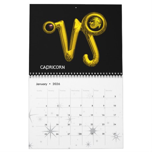 Calendrier Mural ASTRAL LABYRINTH GOLD ZODIAC CHART Astrologie (Jan 2026)