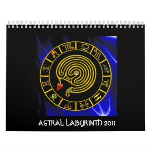 Calendrier Mural ASTRAL LABYRINTH GOLD ZODIAC CHART Astrologie