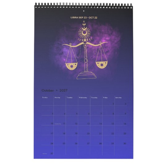 Calendrier mural Astrologie 2026 (Oct 2027)