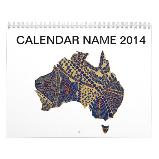 Calendrier Mural Australie Doodle Tan rouge bleu (Protection)