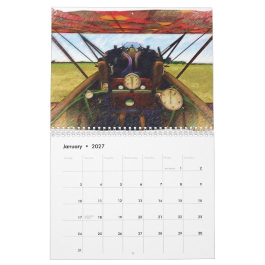 Calendrier Mural Avions de WWI (Jan 2027)