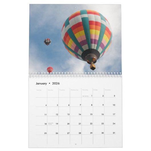 Calendrier Mural Ballon toute l'année (Jan 2026)