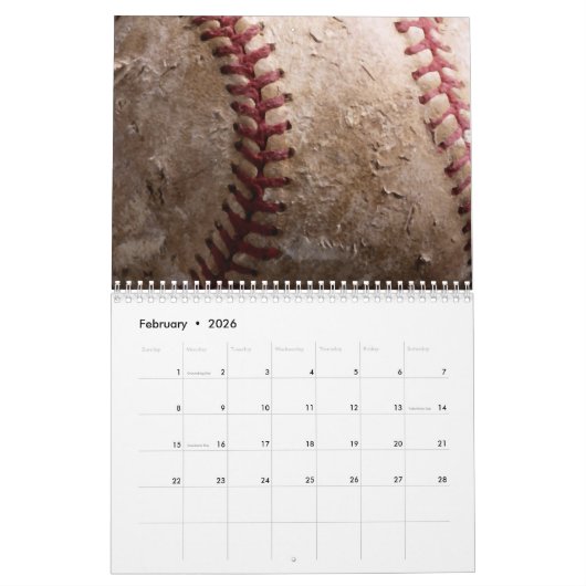 Calendrier Mural Baseball (Feb 2026)