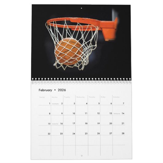 Calendrier Mural Basket (Feb 2026)