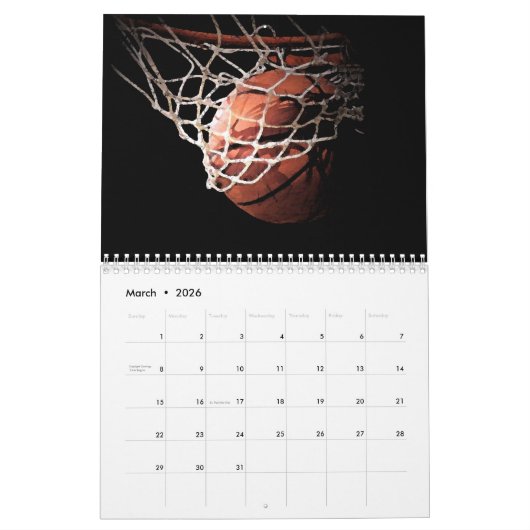 Calendrier Mural Basket-ball (Mar 2026)