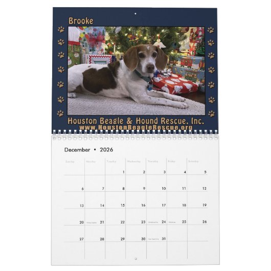 Calendrier mural Beagle 2025 (Dec 2026)