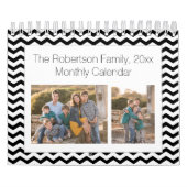 Calendrier Mural Black White Chevron Custom Photo Collage 24-Image (Protection)