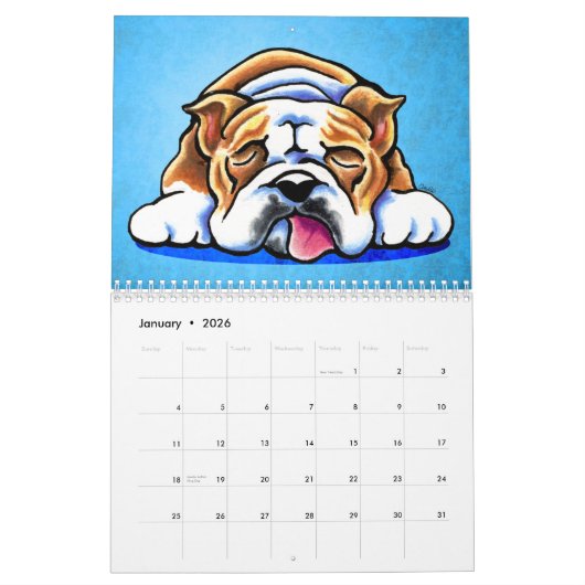 Calendrier Mural Bulldogs anglais Off-Leash Art™ Vol 1 (Jan 2026)