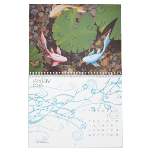 Calendrier Mural calander de koi (Jan 2026)