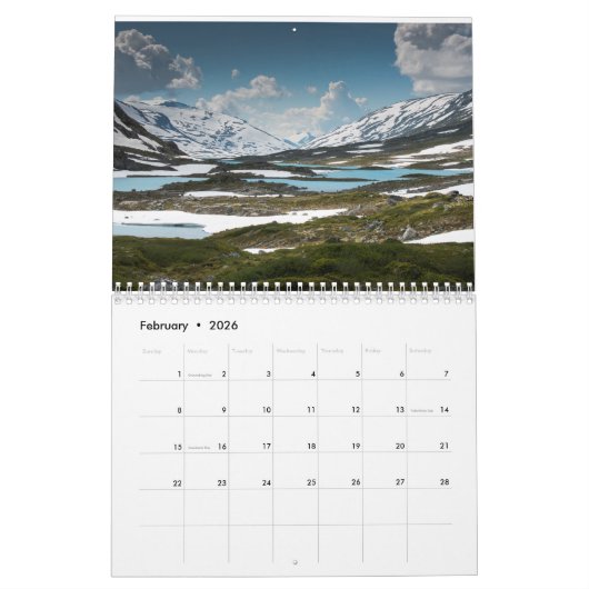 Calendrier Mural Calendar Norway (Feb 2026)