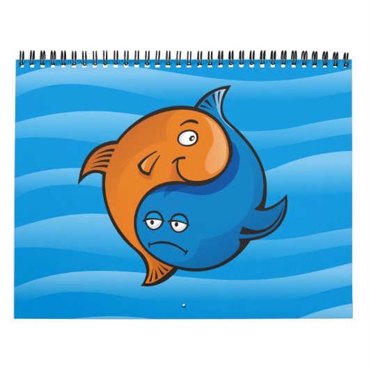 Calendrier Mural Caricature de poisson Yin Yang (Protection)