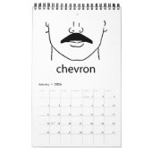 Calendrier Mural Carte Moustache (Jan 2026)