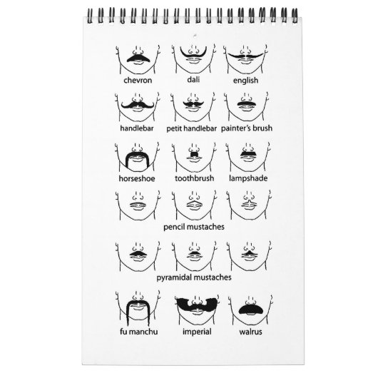 Calendrier Mural Carte Moustache (Protection)