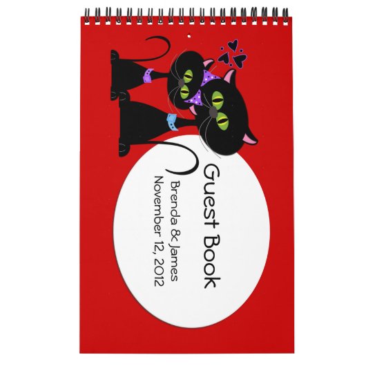 Calendrier Mural Cartoon Cats Mariage Guest Book (Protection)