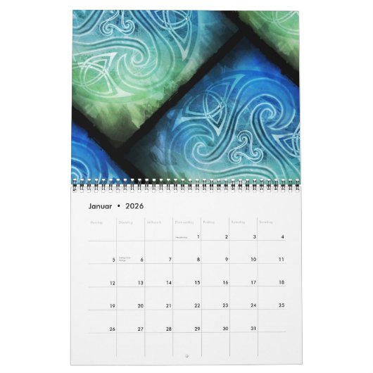 Calendrier mural Celtic Triskele + jours fériés ce (Jan 2026)