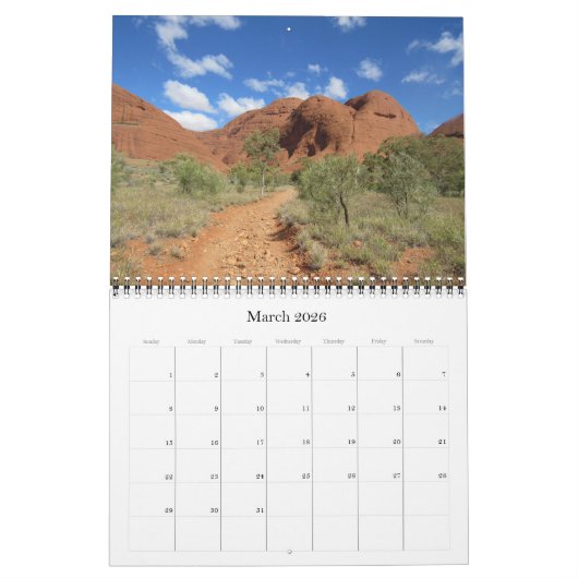 Calendrier Mural centre rouge 2025 (Mar 2026)