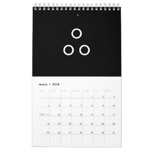 Calendrier Mural Cercles de minimalisme amusant noir et blanc