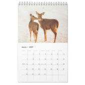 Calendrier Mural Cerfs communs coupés la queue beau par blanc (Mar 2027)