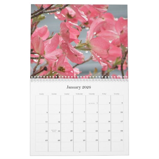 Calendrier Mural chaque jour est une nouvelle fleur (Jan 2026)