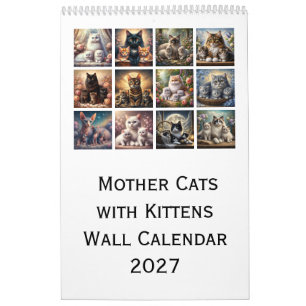 Calendrier Mural Chats Mères avec Chatons 2027