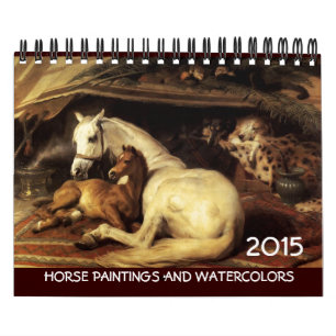 Calendrier Mural CHEVAUX COLLECTION D'ART FIN 2014 Peintures Dessin