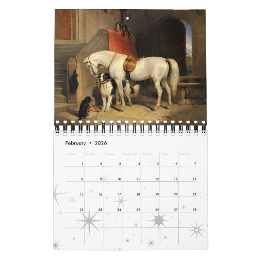 Calendrier Mural CHEVAUX COLLECTION D'ART FIN 2014 Peintures Dessin (Feb 2026)