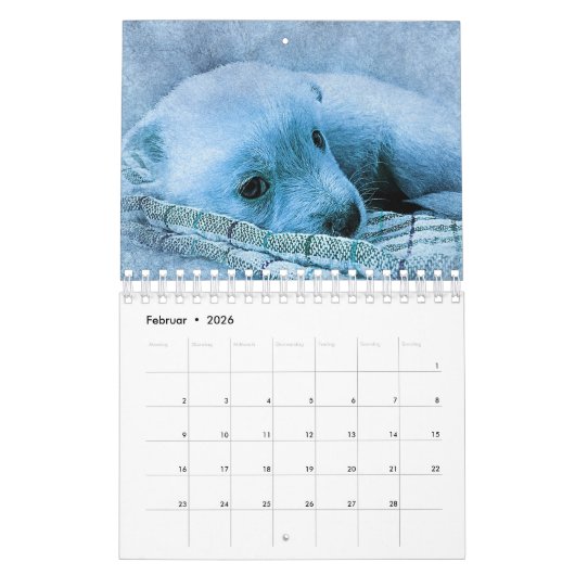 Calendrier Mural Chiens et numériques art (Feb 2026)