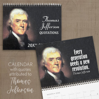 Calendrier Mural Citations de Thomas Jefferson avec photo président