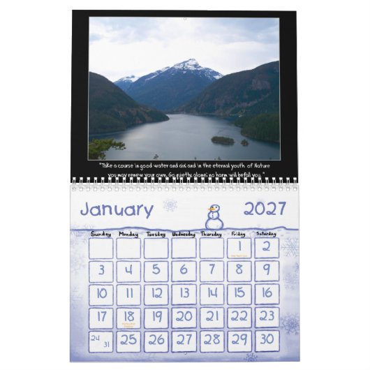 Calendrier Mural Citations préférées de John Muir (Jan 2027)