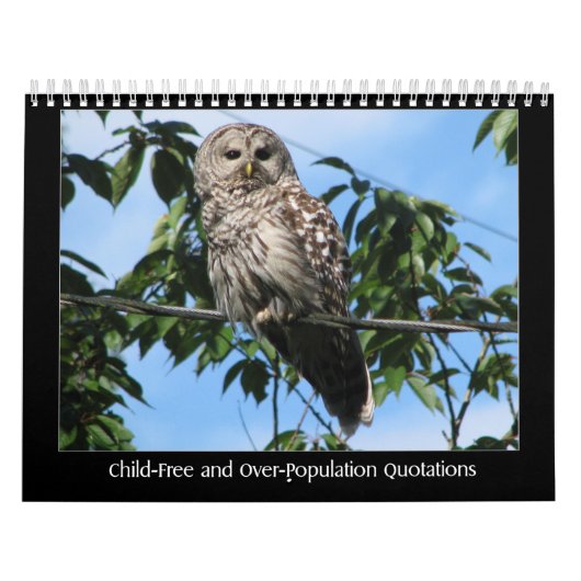 Calendrier Mural Citations Sans Enfant et de surpopulation (Protection)