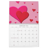 Calendrier Mural Coeurs rouges et roses de Valentine (Feb 2027)