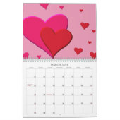 Calendrier Mural Coeurs rouges et roses de Valentine (Mar 2026)