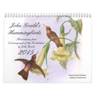 Calendrier Mural Colibris 2015 de John Gould