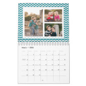 Calendrier Mural Collage photo personnalisé Chevron turquoise 24 im (Mar 2026)