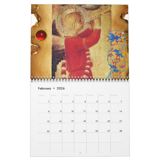 CALENDRIER MURAL COLLECTION D'ART FINE DES ANGES MUSICAUX 2016 (Feb 2026)